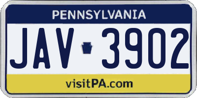 PA license plate JAV3902