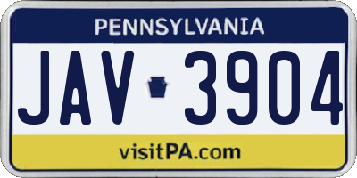 PA license plate JAV3904