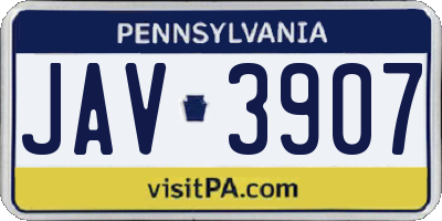 PA license plate JAV3907