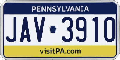 PA license plate JAV3910