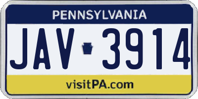 PA license plate JAV3914