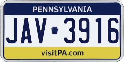 PA license plate JAV3916