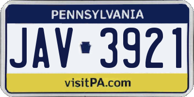 PA license plate JAV3921