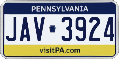 PA license plate JAV3924