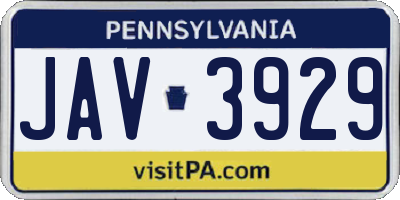 PA license plate JAV3929