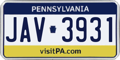 PA license plate JAV3931