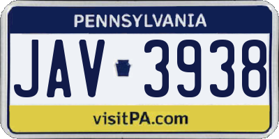 PA license plate JAV3938