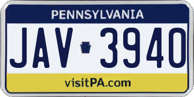 PA license plate JAV3940