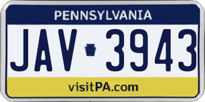 PA license plate JAV3943