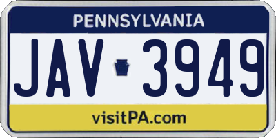 PA license plate JAV3949