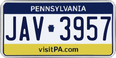 PA license plate JAV3957