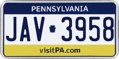 PA license plate JAV3958