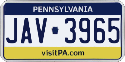 PA license plate JAV3965