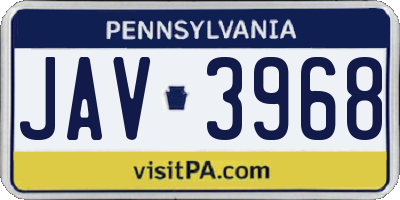 PA license plate JAV3968