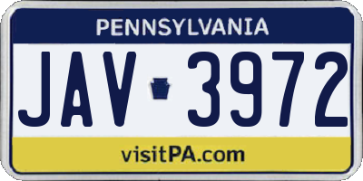 PA license plate JAV3972