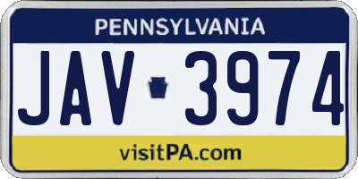 PA license plate JAV3974