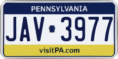 PA license plate JAV3977