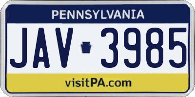 PA license plate JAV3985