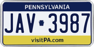 PA license plate JAV3987