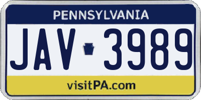 PA license plate JAV3989