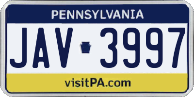 PA license plate JAV3997