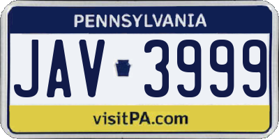 PA license plate JAV3999