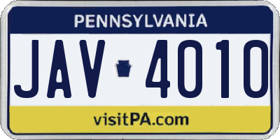 PA license plate JAV4010