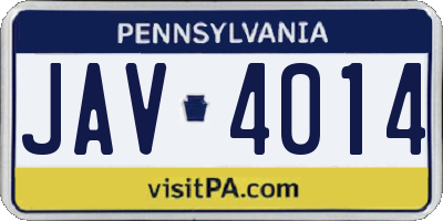 PA license plate JAV4014