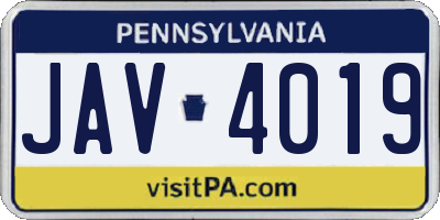 PA license plate JAV4019