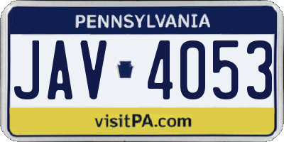 PA license plate JAV4053