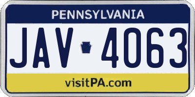 PA license plate JAV4063