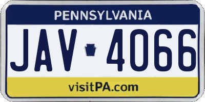 PA license plate JAV4066