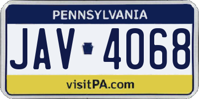 PA license plate JAV4068