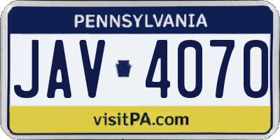 PA license plate JAV4070