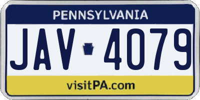 PA license plate JAV4079