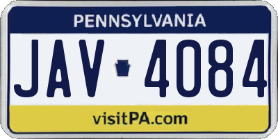 PA license plate JAV4084