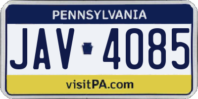 PA license plate JAV4085