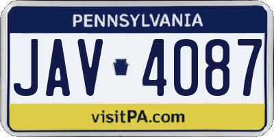 PA license plate JAV4087