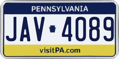 PA license plate JAV4089