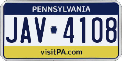 PA license plate JAV4108