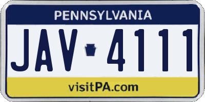 PA license plate JAV4111