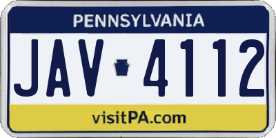 PA license plate JAV4112