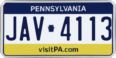 PA license plate JAV4113