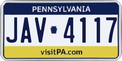 PA license plate JAV4117