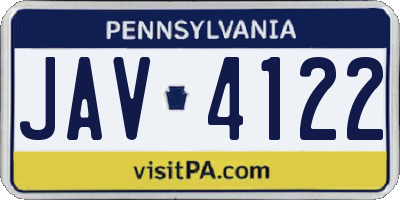 PA license plate JAV4122