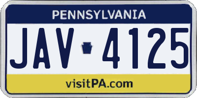 PA license plate JAV4125