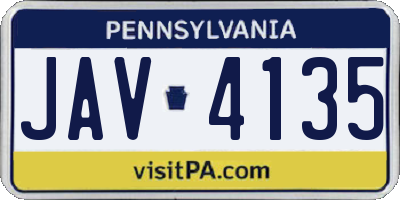PA license plate JAV4135