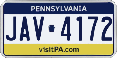 PA license plate JAV4172