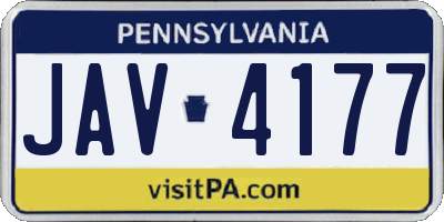 PA license plate JAV4177