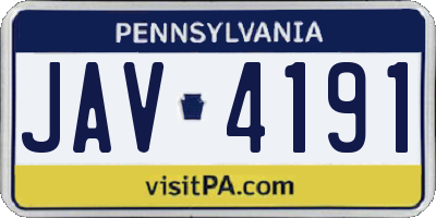 PA license plate JAV4191